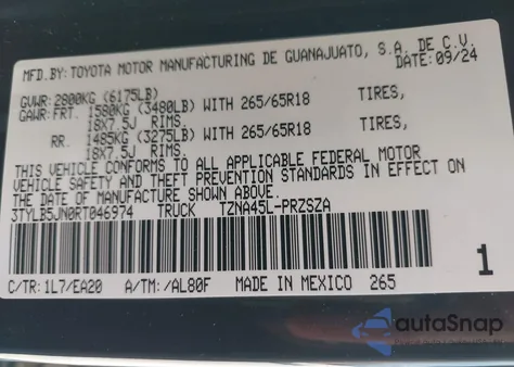 2024 Toyota Tacoma Trd Sport 4Wd z USA, uszkodzony, nr VIN 3TYLB5JN0RT046974